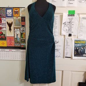 DBY Ltd. dress 9/10 NWT metallic weave halter ruched party formal prom VINTAGE